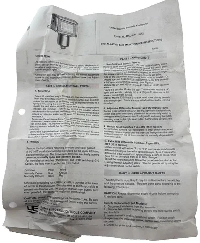 United Electric Type J6 Model 134 Pressure Switch — product image 6 of 7