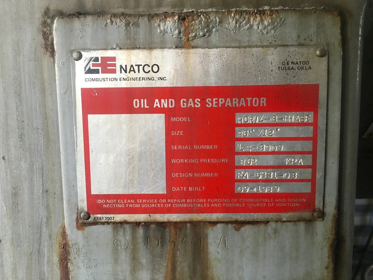 Natco Horizontal 3-Phase Oil and Gas Separator Package 36" x 12' — product image 7 of 8