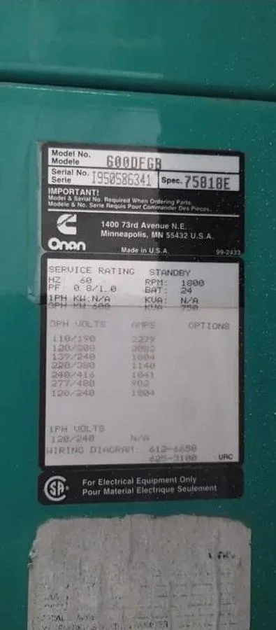 Cummins 300DQAF-2054 Diesel Generator Set — product image 9 of 10