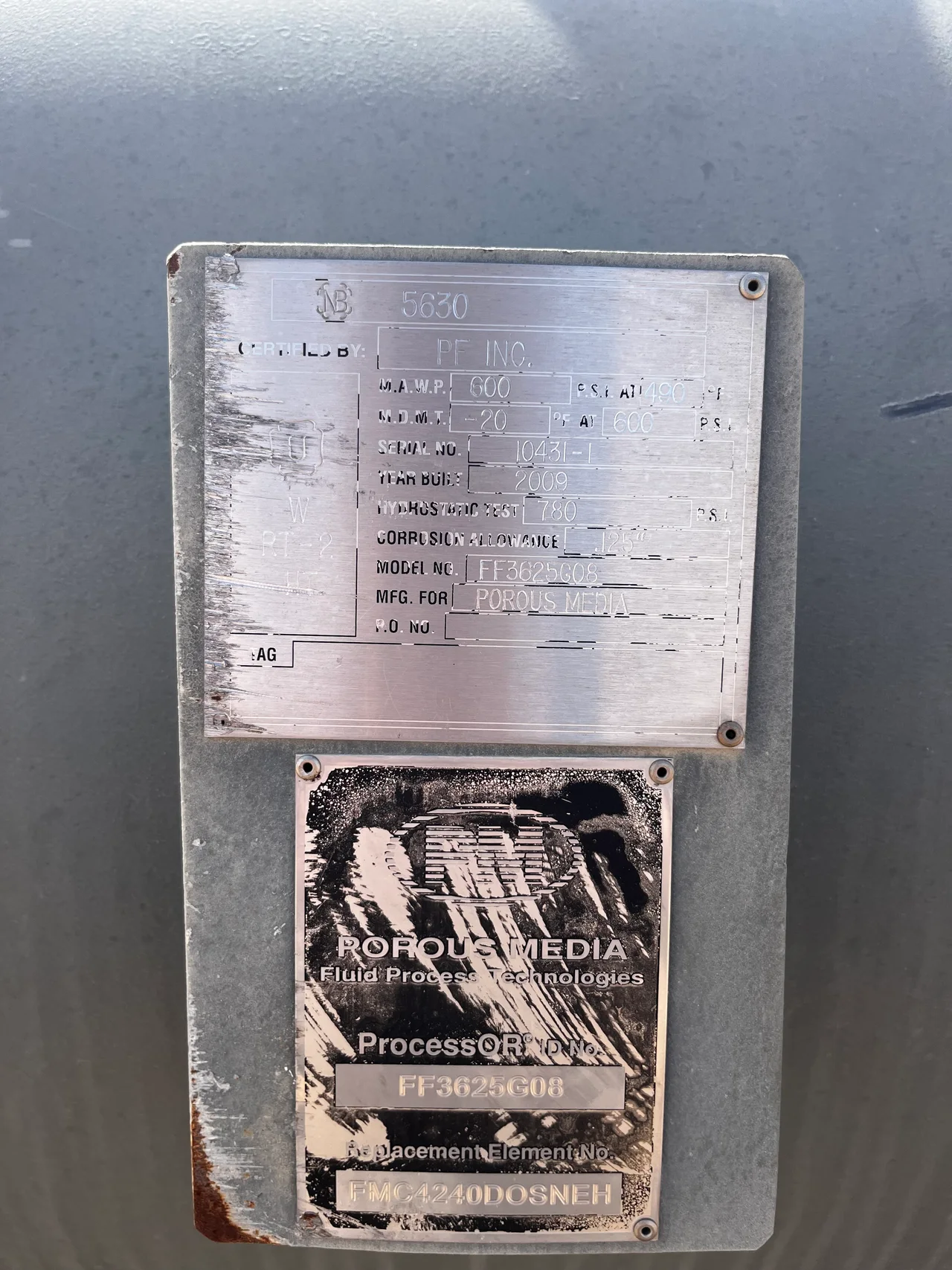 Porous Media Gas Filter Vessel FF-35625C606 — product image 3 of 4