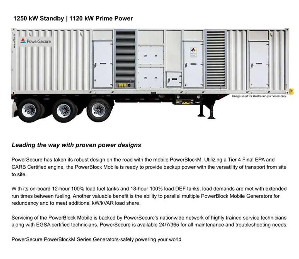 PowerSecure PowerBlock Mobile PBM1250 1250 kW Standby Generator — primary product image