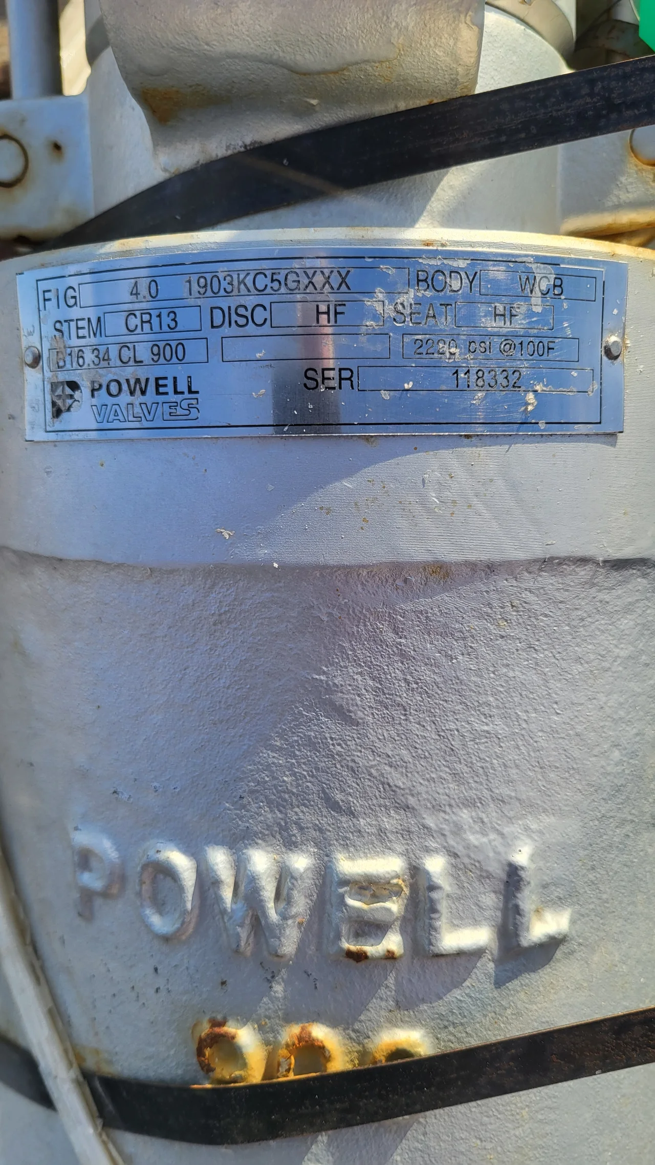 Powell Valves 4-Inch Class 900 Cast Steel Gate Valve Fig. 1903KC5GXXX — product image 2 of 3