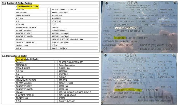 GEA Rainey Turbine Lube Oil Cooler and Generator Lube Oil Cooler for GE LM6000/Frame 7 — product image 3 of 5