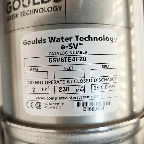 Goulds Water Technology e-SV Vertical Multistage Pump 5SV6TE4F20 2 HP — product image 4 of 7