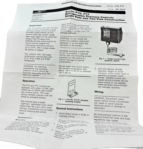 Johnson Controls PENN P72CA-8C Open High Pressure Control Switch — product image 6 of 6