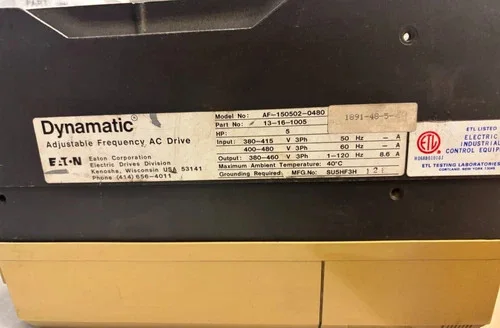 Eaton Dynamatic Adjustable Frequency AC Drive AF-15002-0480 — product image 3 of 6