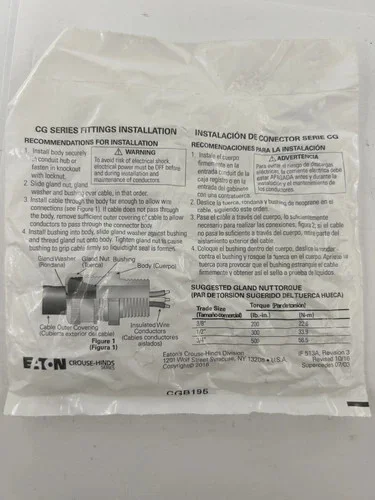 Eaton Crouse-Hinds CGB195 Straight Cord Connector — primary product image