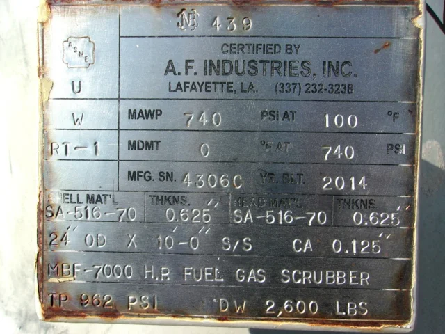 A.F. Industries MBF-7000 7000 HP Fuel Gas Scrubber — product image 10 of 11