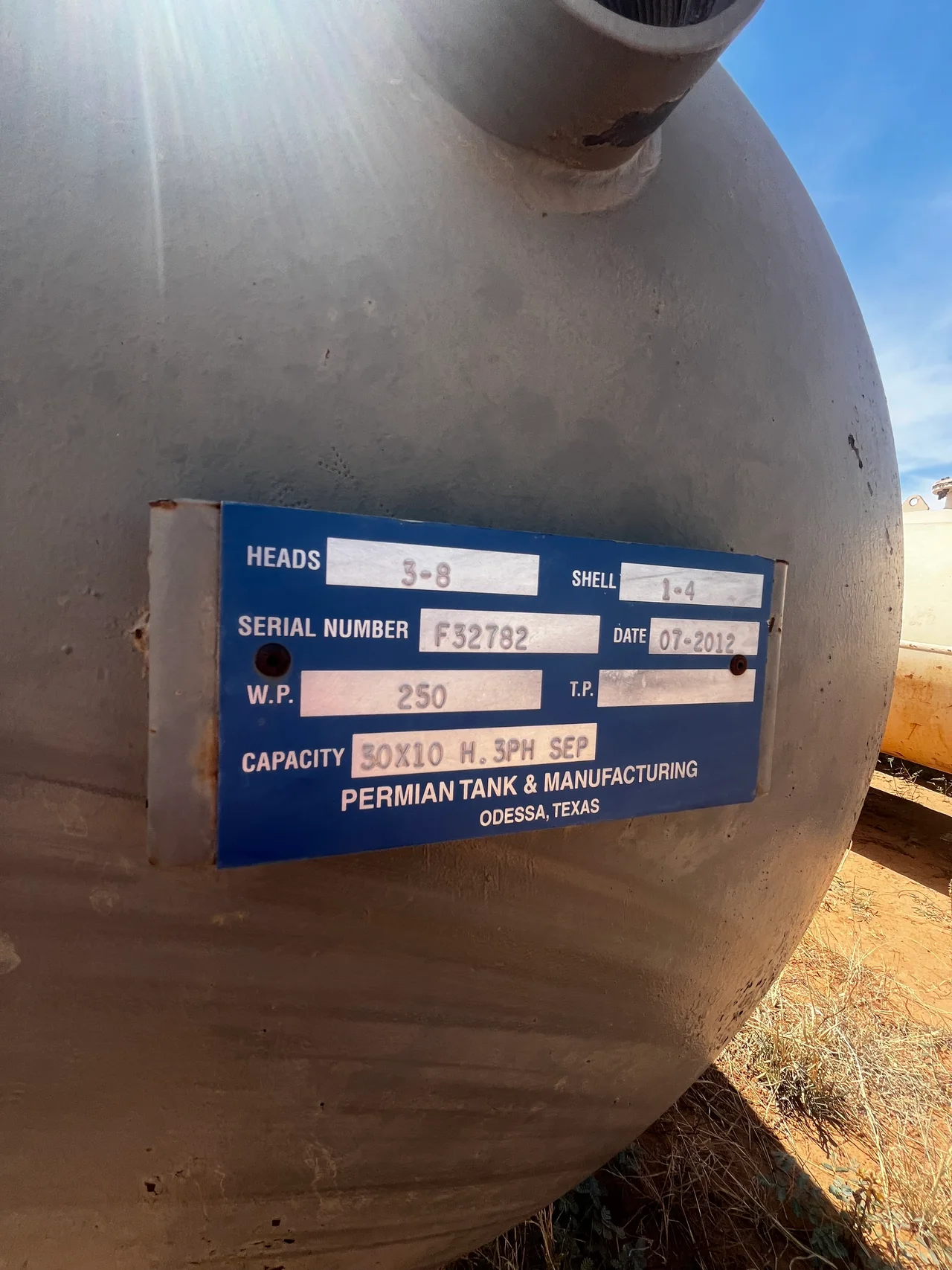 Permian Tank 30x10 Horizontal 3-Phase Separator — product image 3 of 4