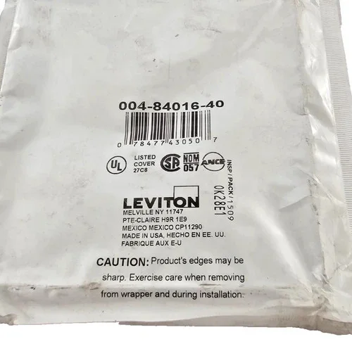 Leviton 84016 2-Gang Duplex Receptacle Wallplate, Stainless Steel — product image 2 of 3