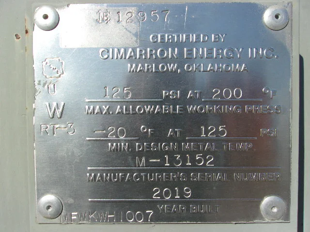 Cimarron Energy Horizontal 3-Phase Separator 72" x 20' 125 PSI — product image 9 of 10