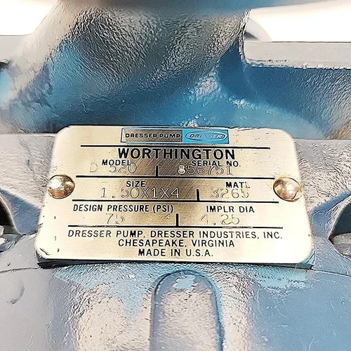 Worthington Dresser D520 1x1.5-4 Centrifugal Pump with Baldor 1.5 HP Motor, 316SS — product image 8 of 9