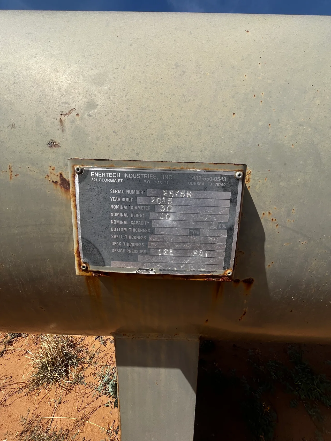 Enertech Industries 450 Gallon Horizontal Pressure Vessel — product image 3 of 4