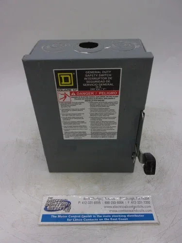 Square D DU321 General Duty Safety Switch 30A 3P Non-Fusible 240V NEMA 1