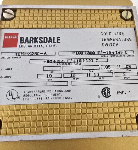 Barksdale Gold Line Temperature Switch T2H-K250-A
