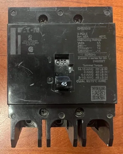 Eaton GHB3045 3-Pole 45A Molded Case Circuit Breaker