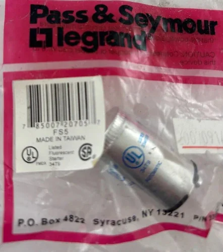 Pass & Seymour Legrand FS-5 Fluorescent Lamp Starter for 4-8W Lamps