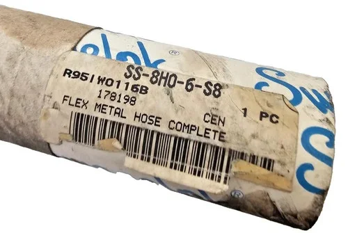 Swagelok SS-8HO-6-S8 Stainless Steel Flexible Metal Hose, 1/2 in. x 16 in.