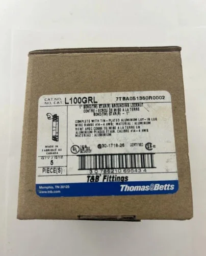 Thomas & Betts L100GRL 1-Inch Grounding Locknut, Box of 5