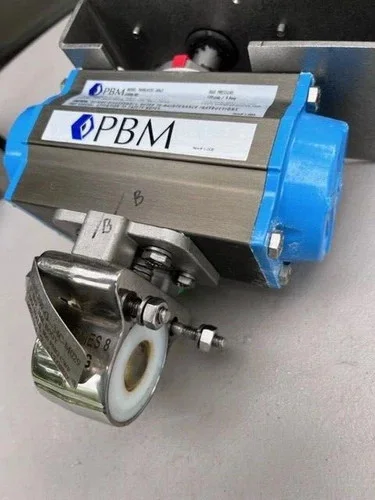 PBM STHLE9F-G-34C-M029 1" Stainless Steel Ball Valve with Pneumatic Actuator and Stonel Limit Switches