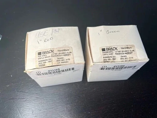 Brady HandiMark Vinyl Label Tape - 42027 Green and 42031 Red, 1" x 30'