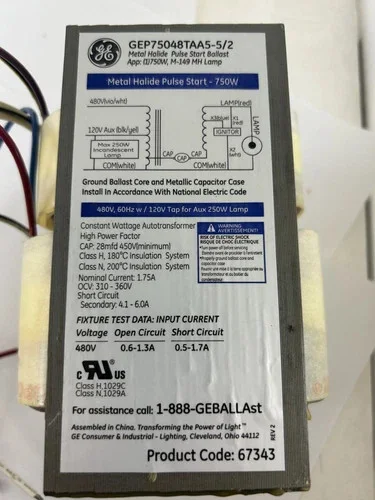 GE GEP75048TAA5-5/2 Metal Halide Pulse Start Ballast