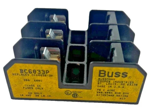 Bussmann BC6033P 3-Pole Class CC Fuse Block
