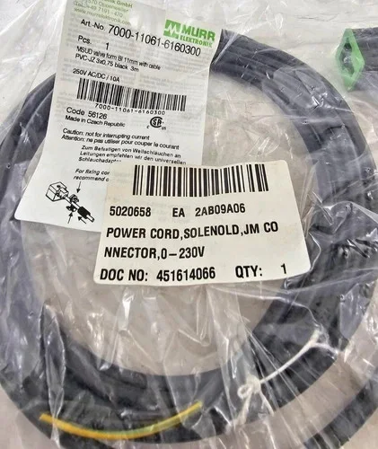Murrelektronik 7000-11061-6160300 MSUD Valve Form BI 11mm Solenoid Cable PVC-JZ Black 3m