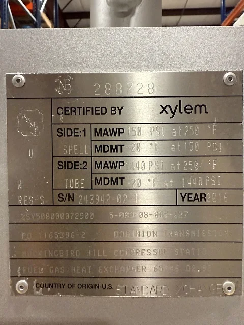 Xylem Shell and Tube Heat Exchanger 8 5/8" x 7'6" NB 288728
