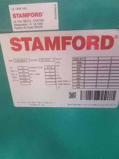 Stamford PE743G2 2000 kW Generator End