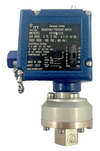 ITT Neo-Dyn Adjustable Pressure Switch 101P41C3 5-75 PSIG