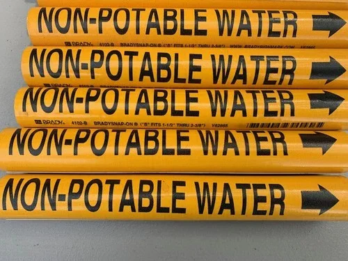 Brady 4102-B Bradysnap-On Pipe Marker for Non-Potable Water, Size B, Lot of 9